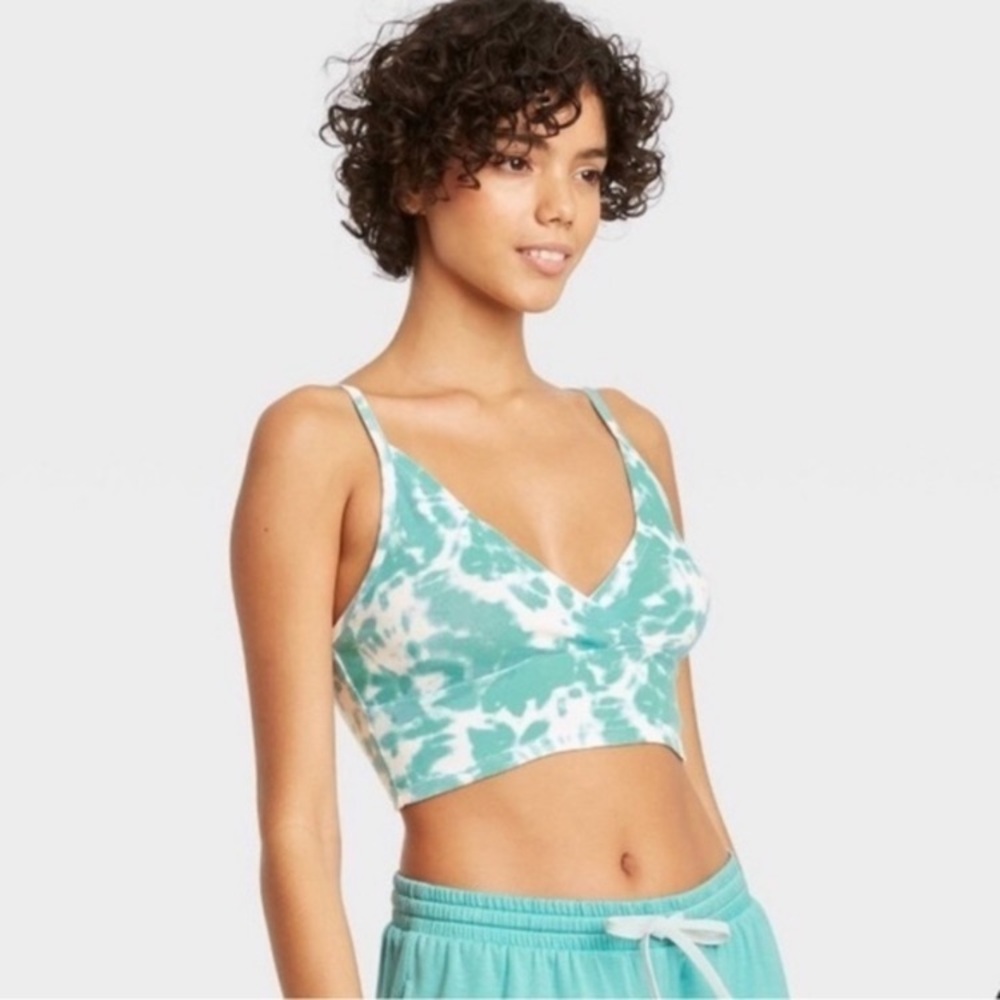Colsie Green Tie Dye Unlined Bralette-Cross Front Size Small Spaghetti Strap